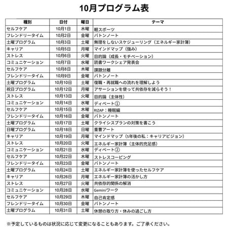 プログラム一覧